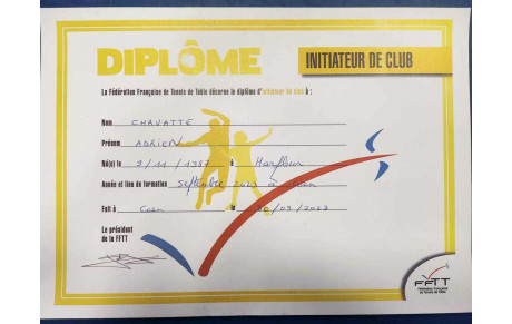 Obtention du diplôme d'initiateur de club ! 